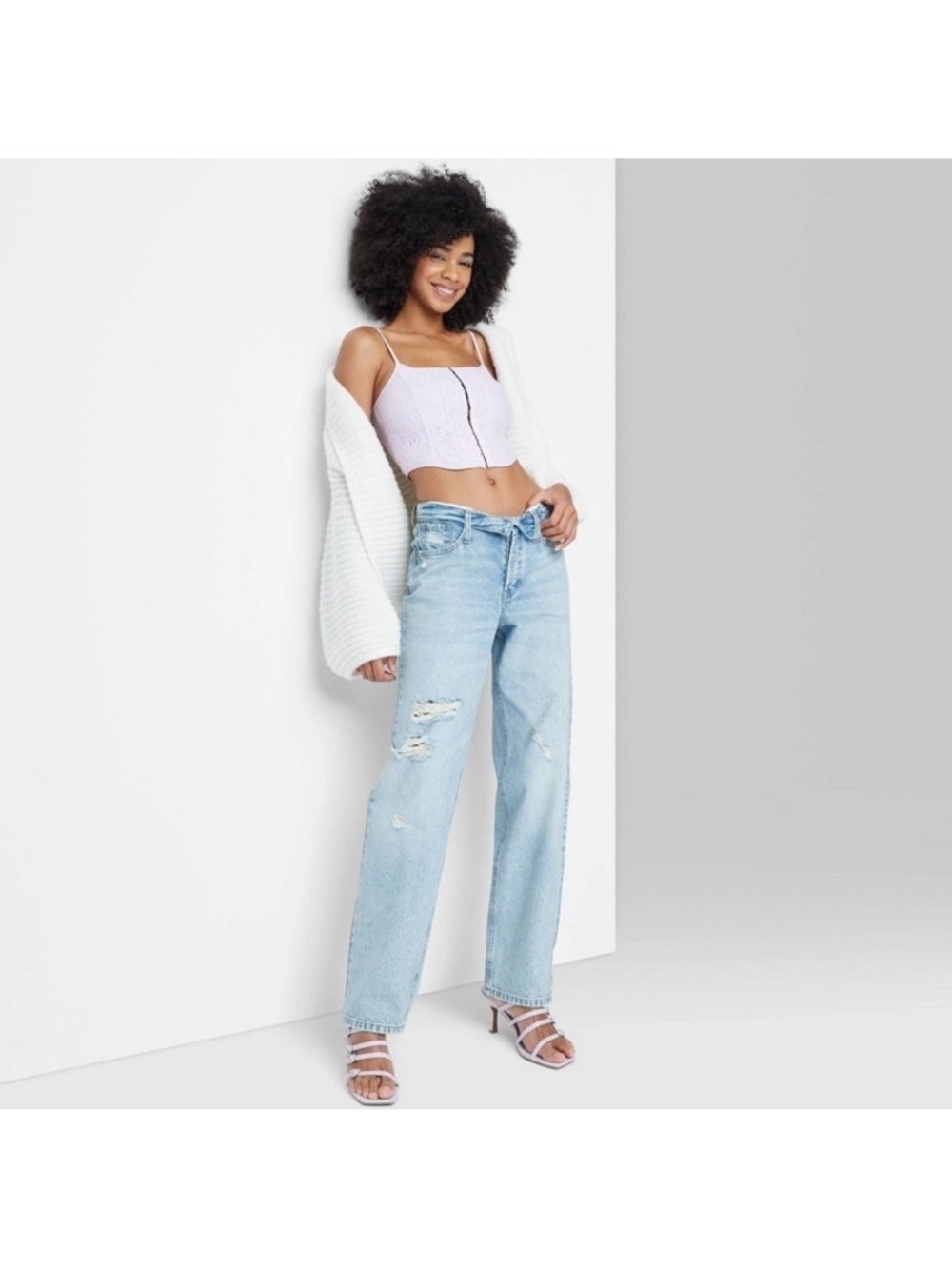 Wild Fable fold over light wash jeans women size 4